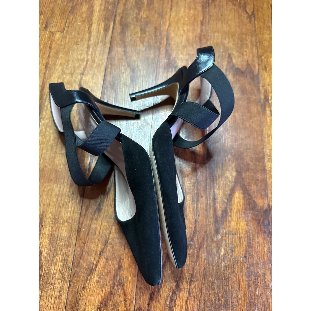 Ancorani Black Suede Elastic Cross Strap Pointed Toe Stiletto Heels Spain Size 6 - Picture 5 of 7